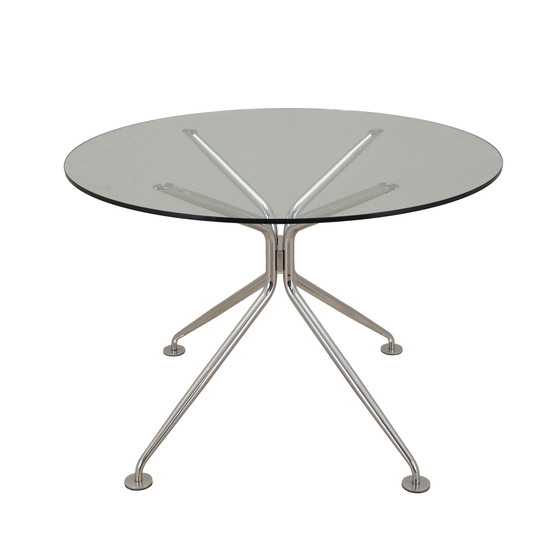 Image 1 of Runder Glastisch, italienisches Design, 1980er Jahre, Produktion: Calligaris