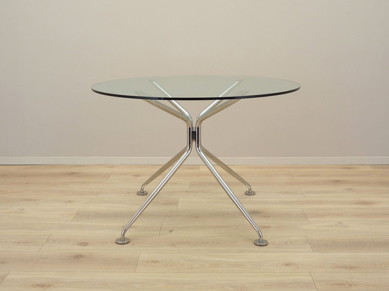 Image 1 of Runder Glastisch, italienisches Design, 1980er Jahre, Produktion: Calligaris