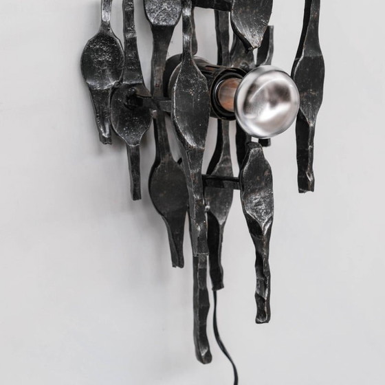 Image 1 of Brutalistische Wandlampe aus Eisen, Belgien 1970er