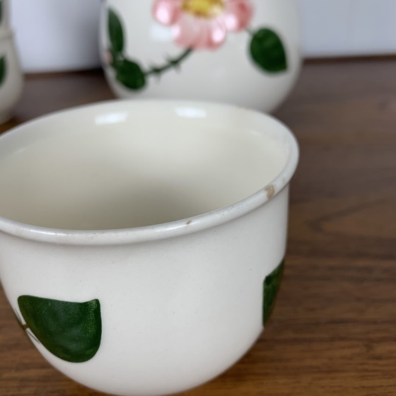 Image 1 of Set aus 6 Kaffee-/Teetassen + Untertassen und 1 Teekanne/Kaffeemaschine Villeroy & Boch, Wildrose Modell 1970