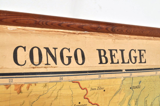 Image 1 of Vintage Leinen Karte Belgisch Kongo 1952