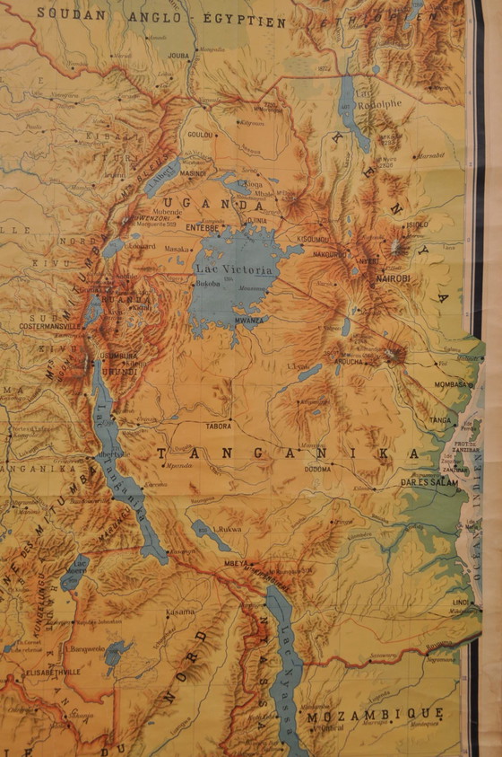 Image 1 of Vintage Leinen Karte Belgisch Kongo 1952