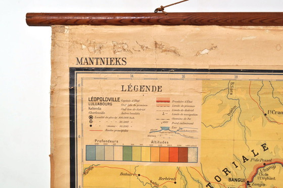 Image 1 of Vintage Leinen Karte Belgisch Kongo 1952