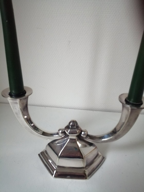 Image 1 of Kerzenständer aus versilbertem Metall Art Deco