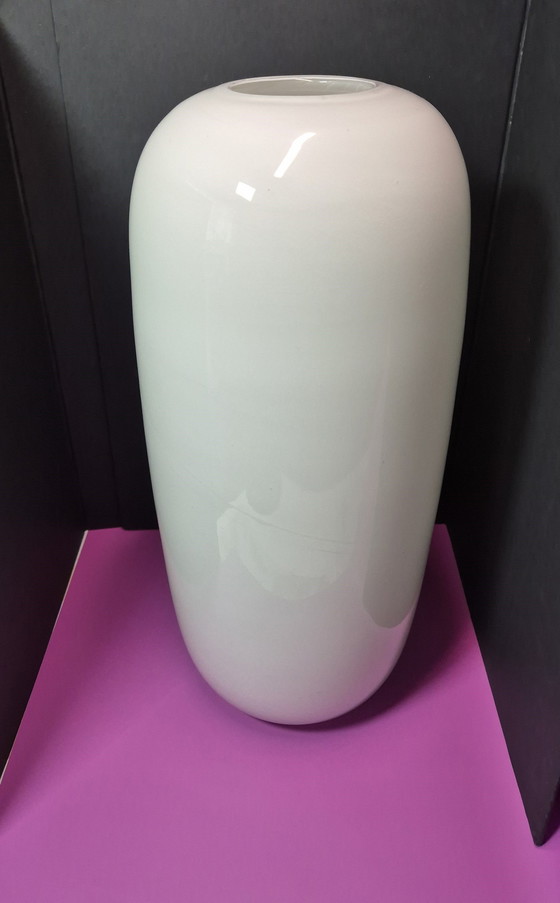 Image 1 of Große Weiße Glasvase Herve Gambs Paris - Höhe 38 Cm