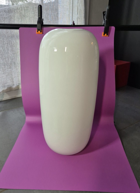 Image 1 of Große Weiße Glasvase Herve Gambs Paris - Höhe 38 Cm