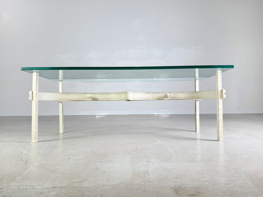 Vintage Schmiedeeisen Design Couchtisch Glas Gusseisen Unikat