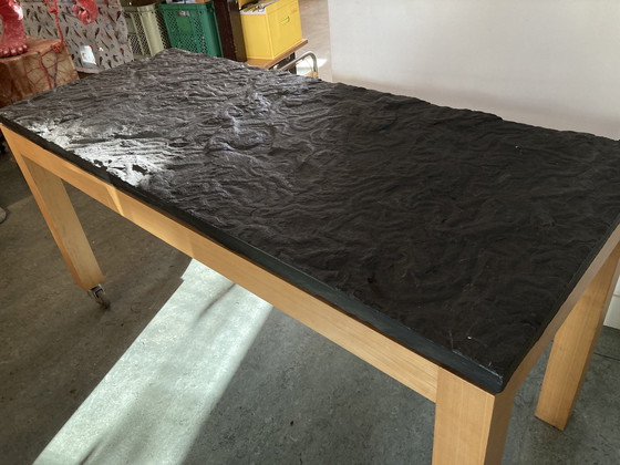 Image 1 of 2x moderne Tische aus Buche und Schiefer