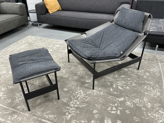 Image 1 of Neuer Rolf Benz Jacky Sessel mit Ottomane Stoff Leder