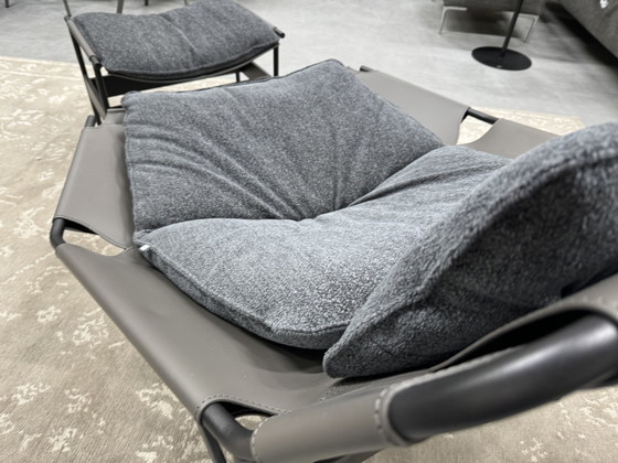 Image 1 of Neuer Rolf Benz Jacky Sessel mit Ottomane Stoff Leder