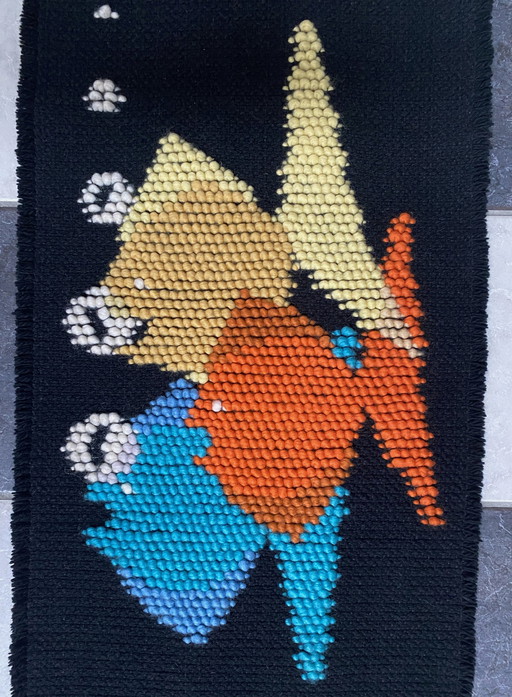 Wandteppich mit Fischdekor 1960 Old Store Stock