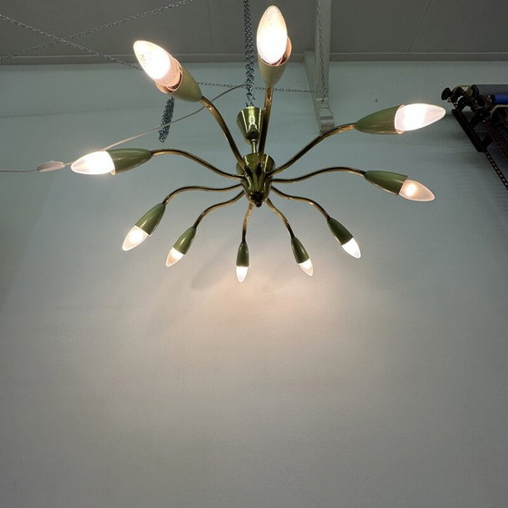 Image 1 of Vintage Messing Spinne Deckenlampe, 1950