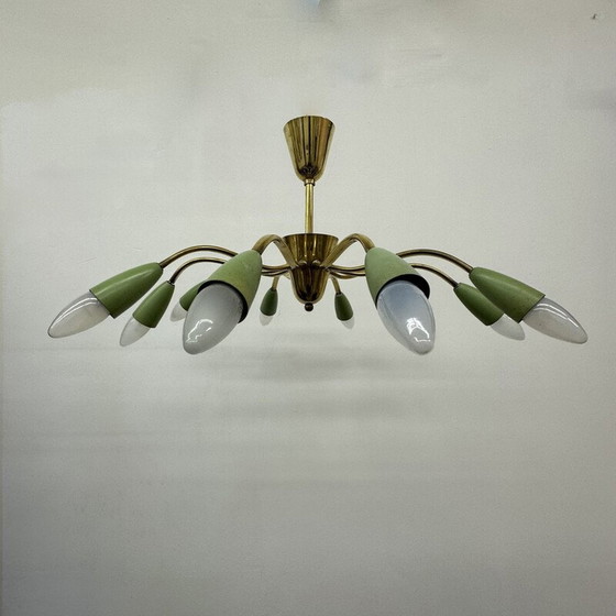 Image 1 of Vintage Messing Spinne Deckenlampe, 1950