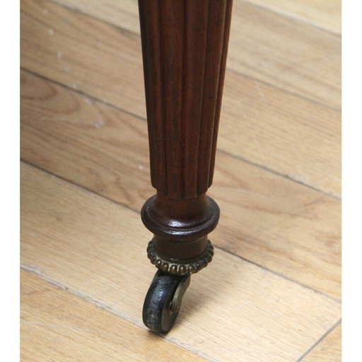 Vintage-Sessel aus dunklem Holz und grauem Samt