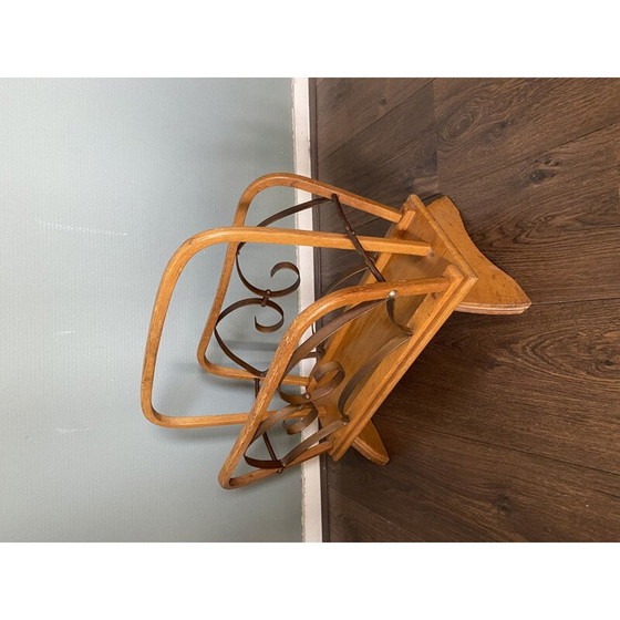 Image 1 of Zeitschriftenständer aus Holz und Messing, 1930