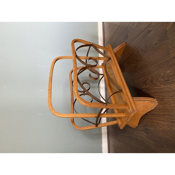 Image 1 of Zeitschriftenständer aus Holz und Messing, 1930