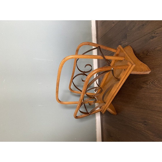 Image 1 of Zeitschriftenständer aus Holz und Messing, 1930