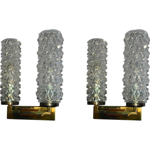 Paar skandinavische Wandlampen aus Teakholz, 1970er Jahre