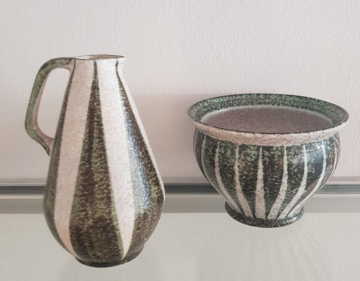 2X Vase und Blumentopf von Kurt Tschörner für Ruscha