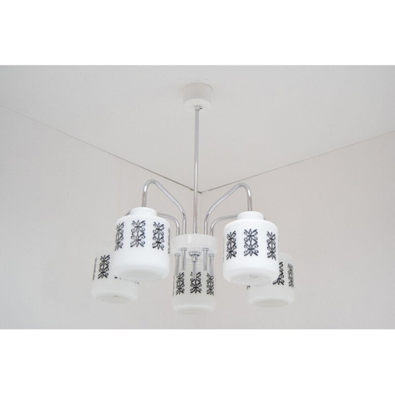 Image 1 of Vintage-Kronleuchter aus Glas, Chrom und Metall für Lidokov, Tschechoslowakei 1960