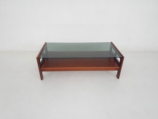 Mid Century Couchtisch mit Rauchglas, Niederlande 1960er Jahre