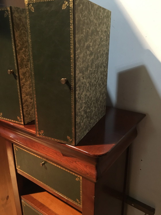 Image 1 of Vintage Notarschatulle aus massivem Kirschholz "felix monge".