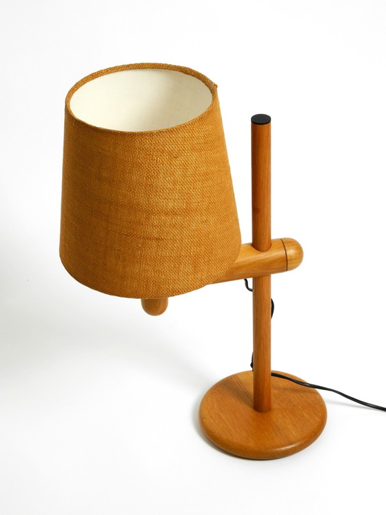 Image 1 of Original 1960er Temde Tischlampe aus Eichenholz und mit höhenverstellbarem Schirm
