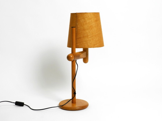 Image 1 of Original 1960er Temde Tischlampe aus Eichenholz und mit höhenverstellbarem Schirm