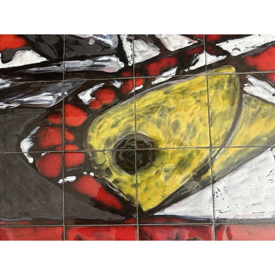 Image 1 of Vintage-Couchtisch aus Keramik und schwarzem Schmiedeeisen von Janette und Georges Picard, 1960