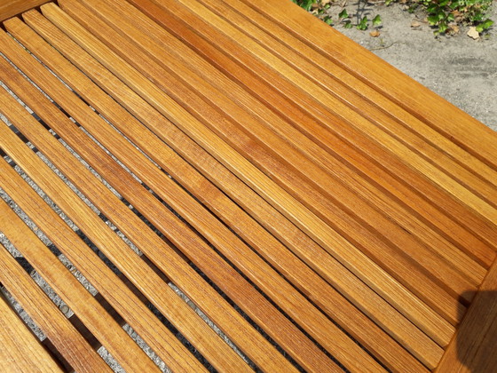 Image 1 of Gloster Edelstahl/Teak Liege mit Rädern, komplett mit Gloster Kissen