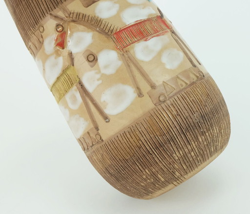 italienische Mid Century VASE fratelli fanciullacci Pferd Sgraffito Dekor seltene Glasur Variation
