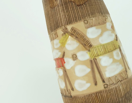 Image 1 of italienische Mid Century VASE fratelli fanciullacci Pferd Sgraffito Dekor seltene Glasur Variation