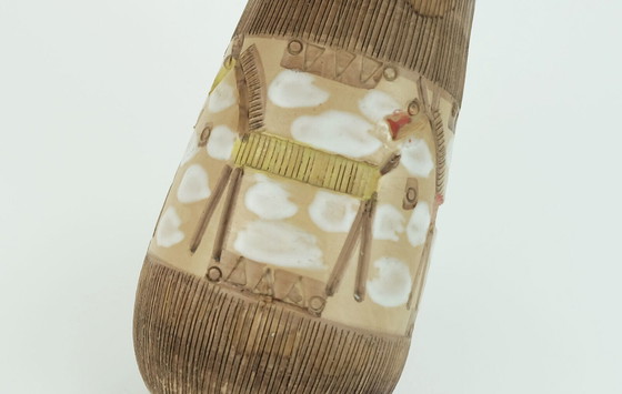 Image 1 of italienische Mid Century VASE fratelli fanciullacci Pferd Sgraffito Dekor seltene Glasur Variation