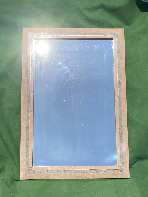 Mosaikierter Spiegel aus rosa Korallenstein, Maitland Smith, 1970er Jahre