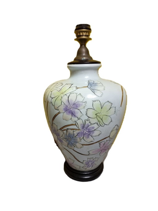 Vintage Vase Tischlampe mit Blumen