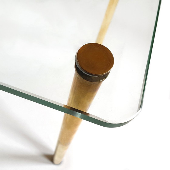 Image 1 of Mid-Century Italienischer Messing & Glas Beistelltisch