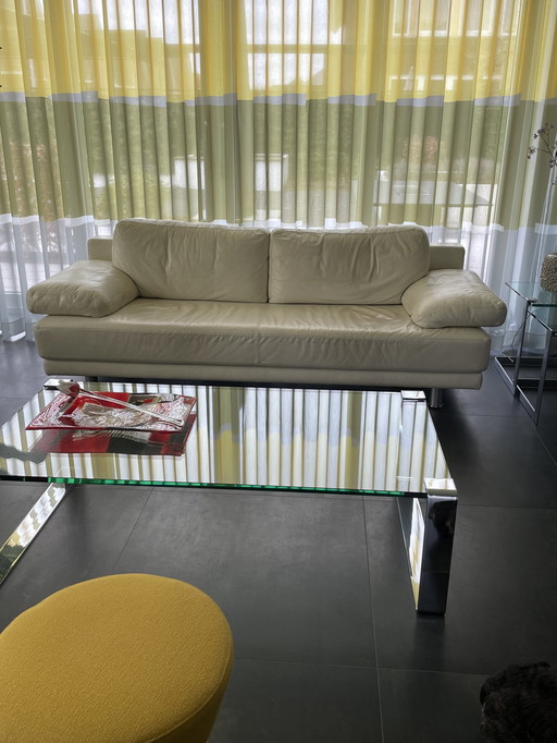 Stilvolles Sofa von Rolf Benz, cremeweißes Leder