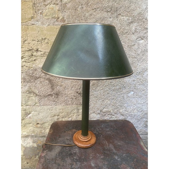 Image 1 of Vintage-Lampe aus grünem Lederimitat, 1970
