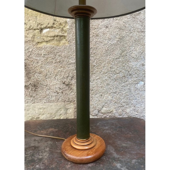 Image 1 of Vintage-Lampe aus grünem Lederimitat, 1970