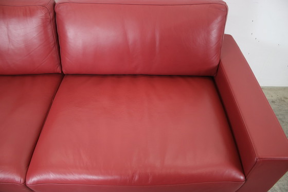 Image 1 of Rolf Benz Ego Couch Mit Hocker Kufen Leder Rot Dreisitzer Sofa