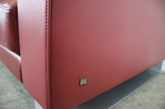 Image 1 of Rolf Benz Ego Couch Mit Hocker Kufen Leder Rot Dreisitzer Sofa