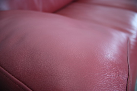 Image 1 of Rolf Benz Ego Couch Mit Hocker Kufen Leder Rot Dreisitzer Sofa