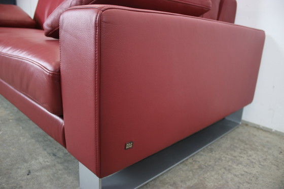 Image 1 of Rolf Benz Ego Couch Mit Hocker Kufen Leder Rot Dreisitzer Sofa