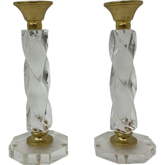 Image 1 of Paar gedrehte Vintage-Kerzenständer aus Lucit, 1970