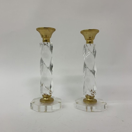 Image 1 of Paar gedrehte Vintage-Kerzenständer aus Lucit, 1970