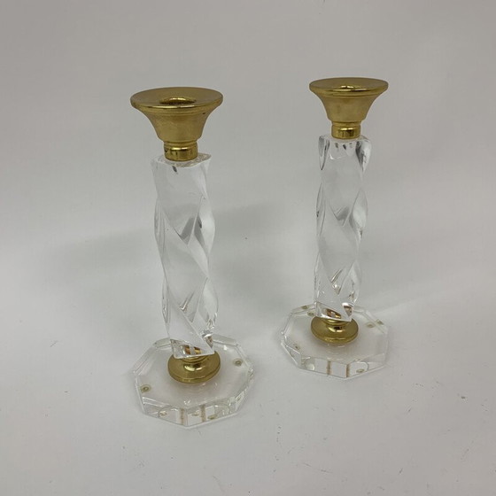 Image 1 of Paar gedrehte Vintage-Kerzenständer aus Lucit, 1970
