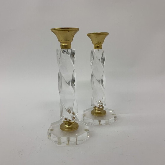 Image 1 of Paar gedrehte Vintage-Kerzenständer aus Lucit, 1970