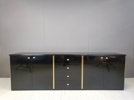 Image 1 of Sideboard aus schwarzem Lack, 1980er Jahre