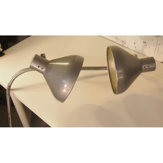 Image 1 of Doppelt verstellbare Schreibtischlampe aus Chrom und Metall, 1950