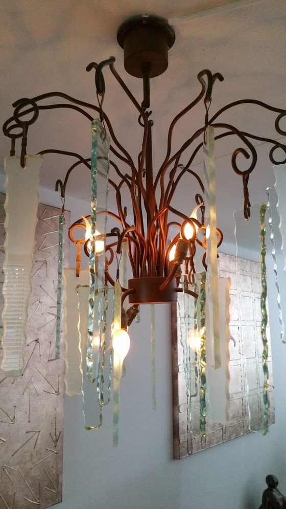 Image 1 of Kronleuchter Marke und van Egmond hinter Milchglas